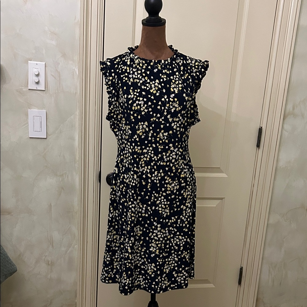 Tommy Hilfiger Navy and White Floral Midi Dress, New no tags